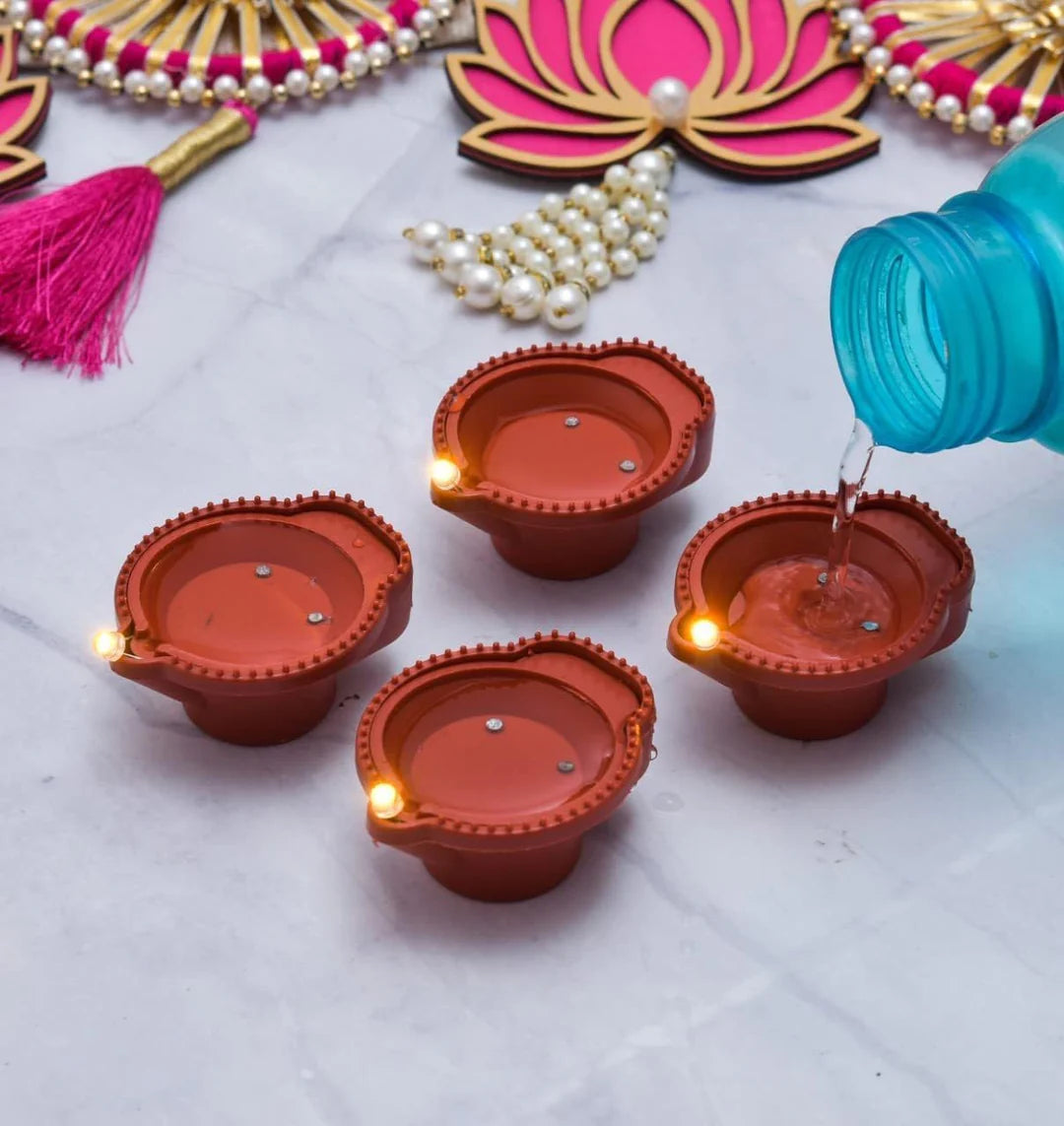 Water Sensor LED Diya - No Fire, No Smoke, No Oil – Just Radiant Light (Pack of 24 )