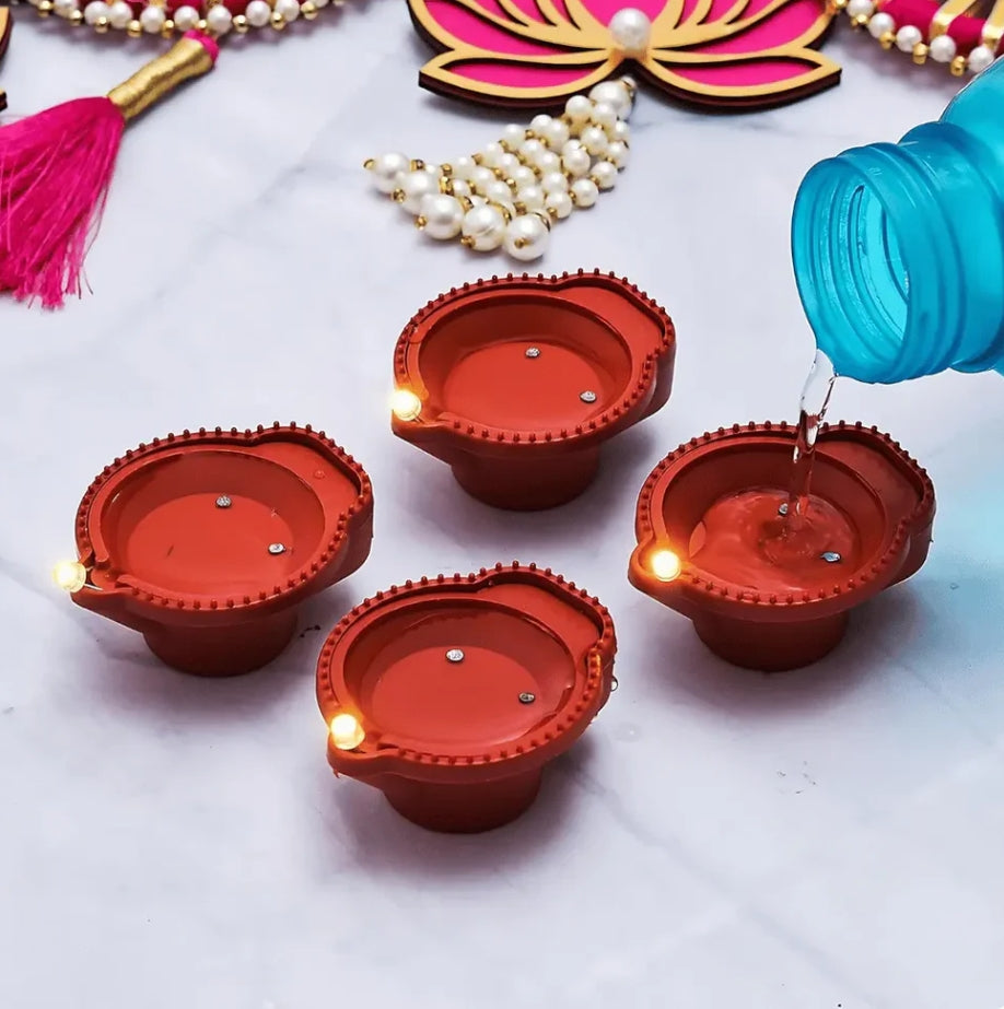LED Water Sensor Diyas - Safe, Smokeless & Reusable Ambient Lights (Pack of 12/24/48)