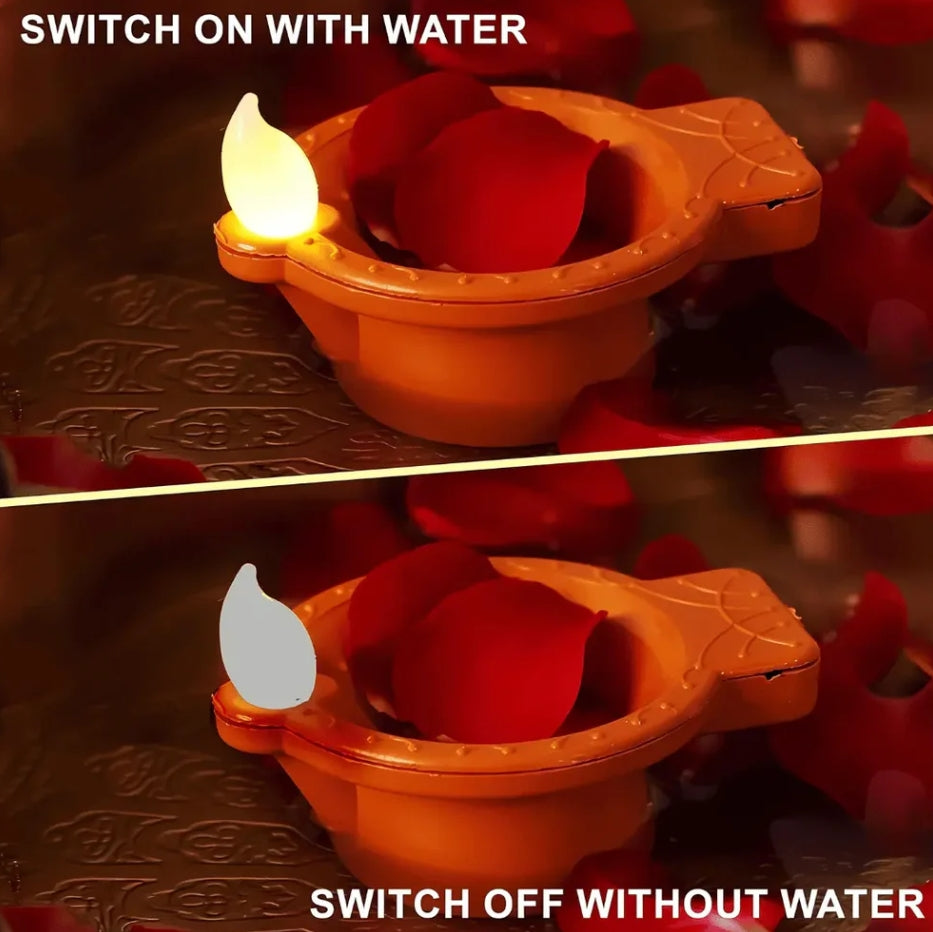 LED Water Sensor Diyas - Safe, Smokeless & Reusable Ambient Lights (Pack of 12/24/48)